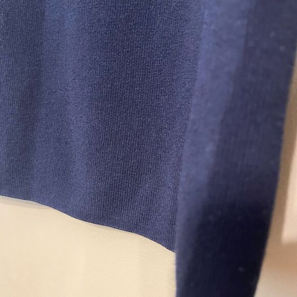 Talbots Womens Navy Blue Square Neck Elbow Sleeve Sweater Keyhole Petite Large - Picture 7 of 9